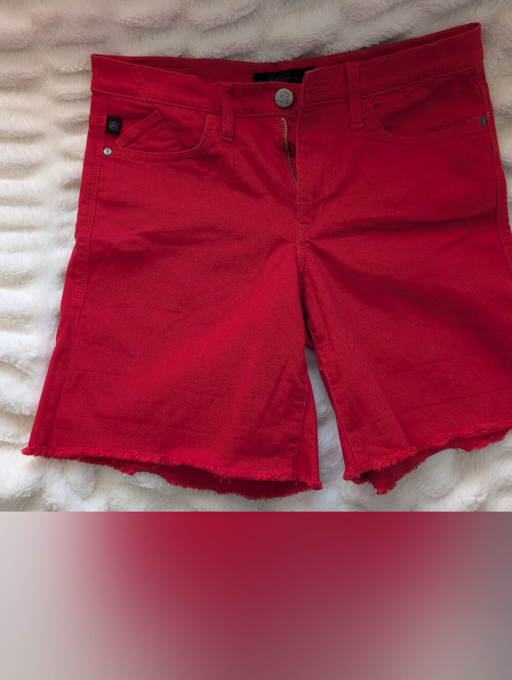 Rock & Republic Americana Red Denim Cutoff Bermuda Shorts